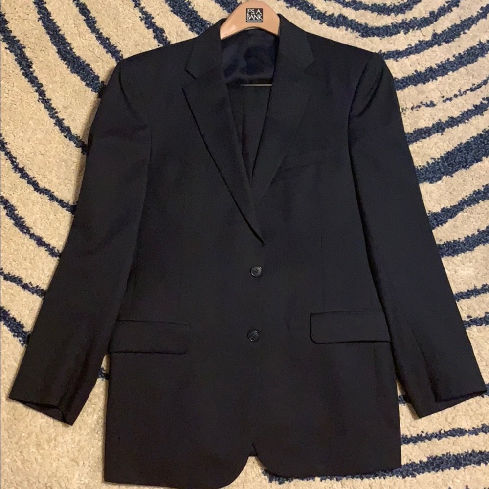 Solid Navy Jos A Bank Slim Suit